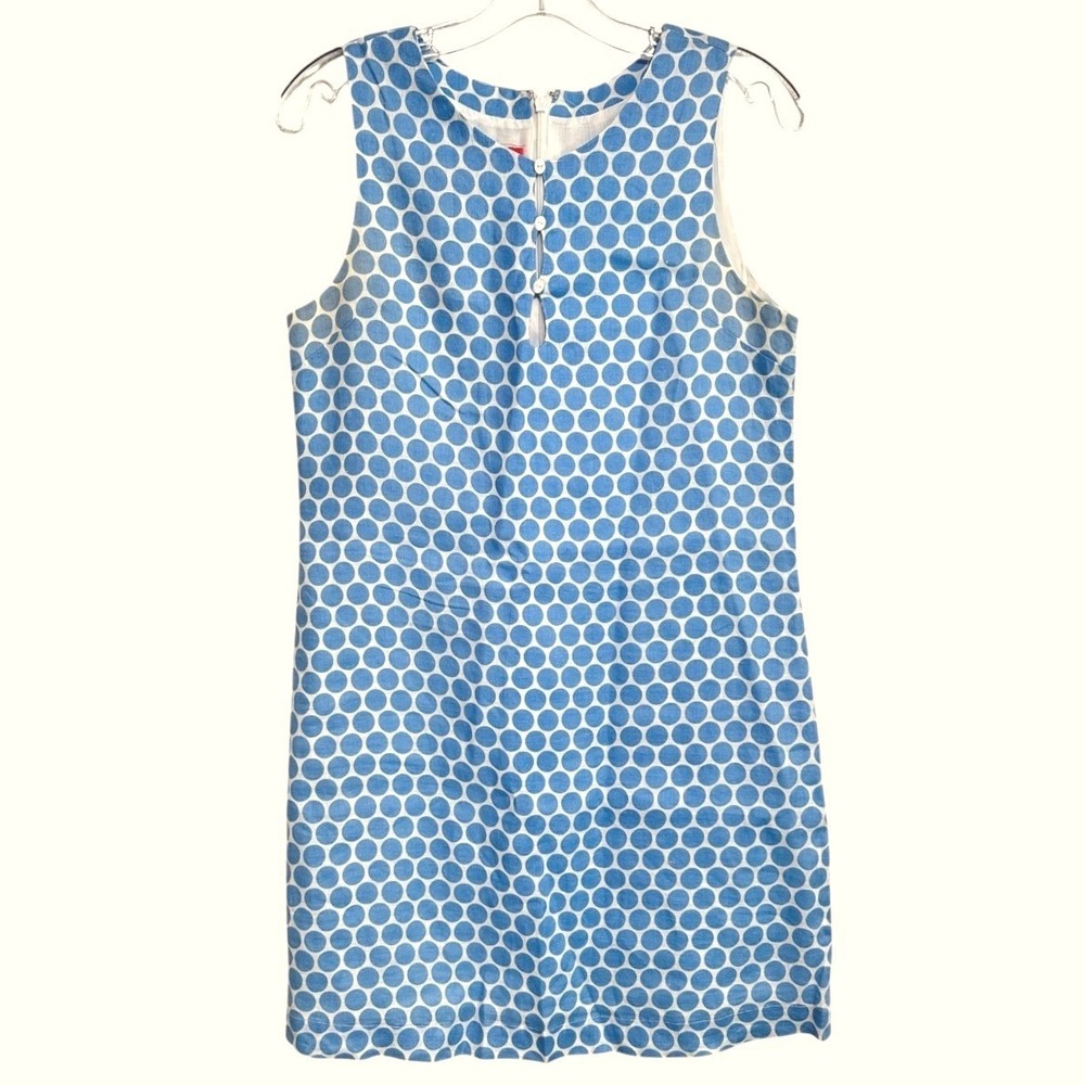 Island Company Shift Dress Womens Blue Polka Dot Linen Sleeveless Resortwear M